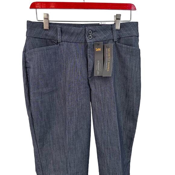 Lee Mid Rise Straight Leg Stretchy Shaping Pants WMNS 10M Gray Regular Fit Work - Picture 10 of 11